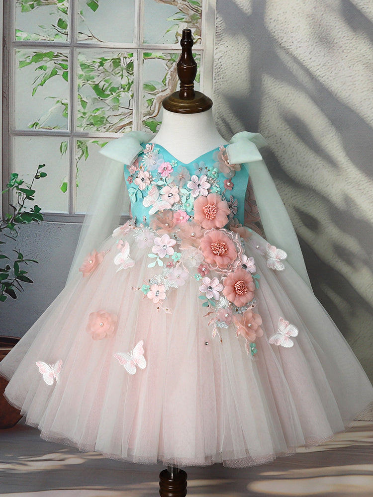 baby flower girl dresses 3D Floral Blush Tulle Dress W5901 SID-ZD252830 A large Tosca Black - Dress White Dress:Black Trim