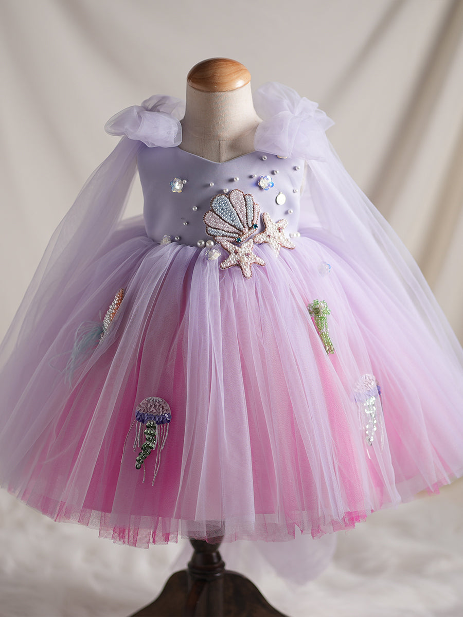 Pink Blue Girls Sea-Themed Tulle Dress