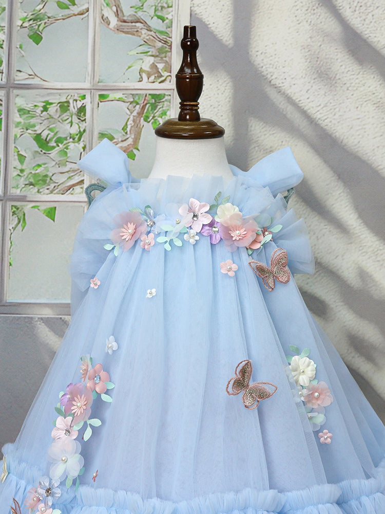 3D butterfly Embroidery Princess Wedding Dress Vestidos Para Nias  Children's Clothing for Girl – Yalindars