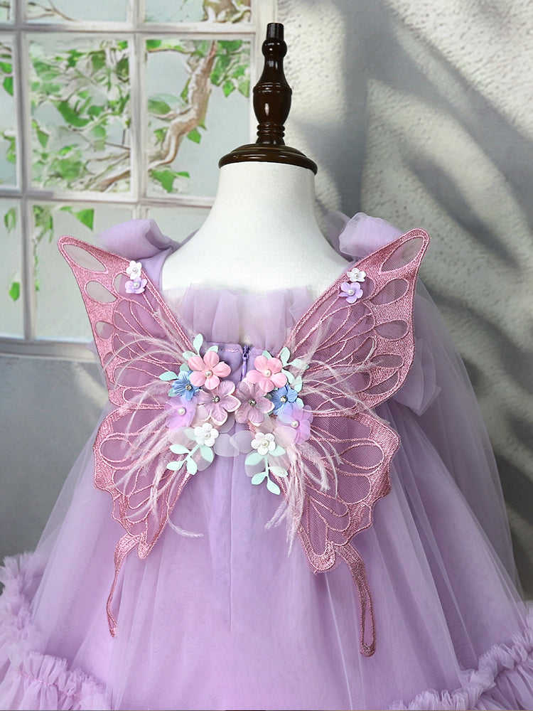 infant fairy dress Elegant Purple Back Butterfly Cute Girls Dresses Princess Style Fairy Design Sleeveless for Weddings Banquets Formal Occasion – Yalindars