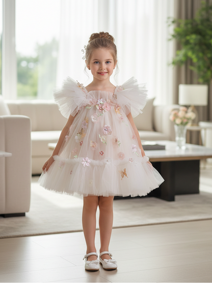 Pink girls tulle dress W3218