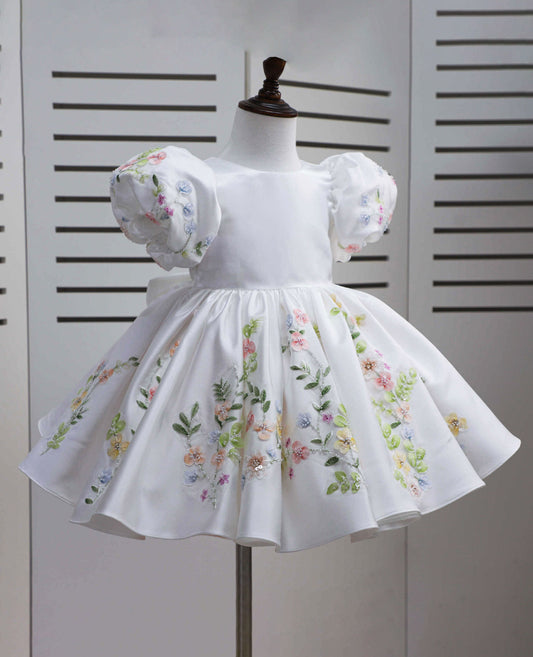 Handcrafted Floral Bouquet Children's Dress  - W6094